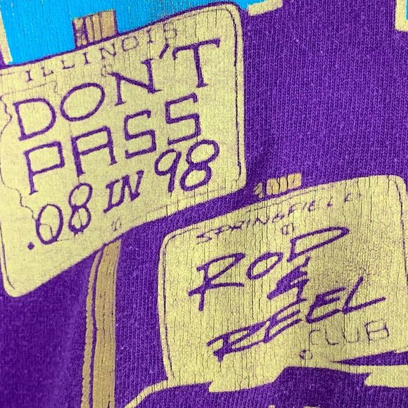 Vintage 90s Vanatics Van Club T Shirt Springfield Illinois Corvair Purple Large - Picture 5 of 8